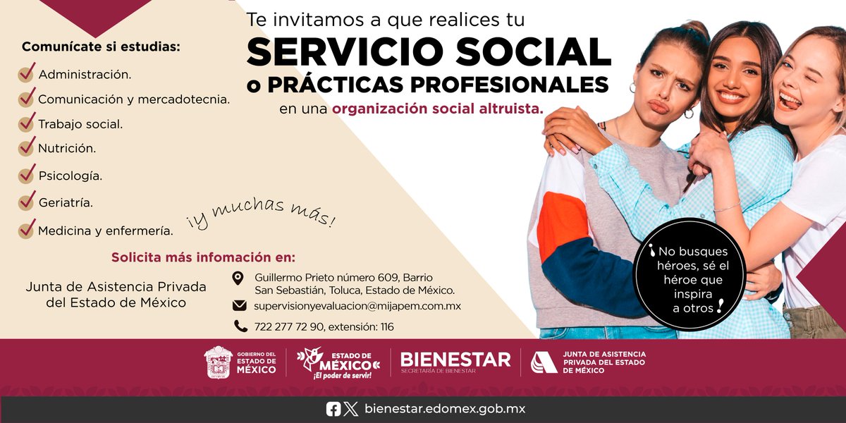 JAP_EdoMex's tweet photo. Te invitamos a realizar tu servicio social o prácticas profesionales en las Instituciones de Asistencia Privadadel Estado de México, donde tu conocimiento tendrá un impacto directo en la comunidad. #TalentoConCausa #ServicioALaComunidad #JAPEM #PrácticasProfesionales https://t.co/OoiU1kvzxK