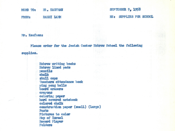 LammLegacy's tweet photo. Did you know that when he first arrived at The Jewish Center, Rabbi Lamm served as principal of its Hebrew school?

Here’s an early memo from 1958 – where he even requested ping pong balls.
https://t.co/6pmuqfgx7l https://t.co/XZi8SO5kxL