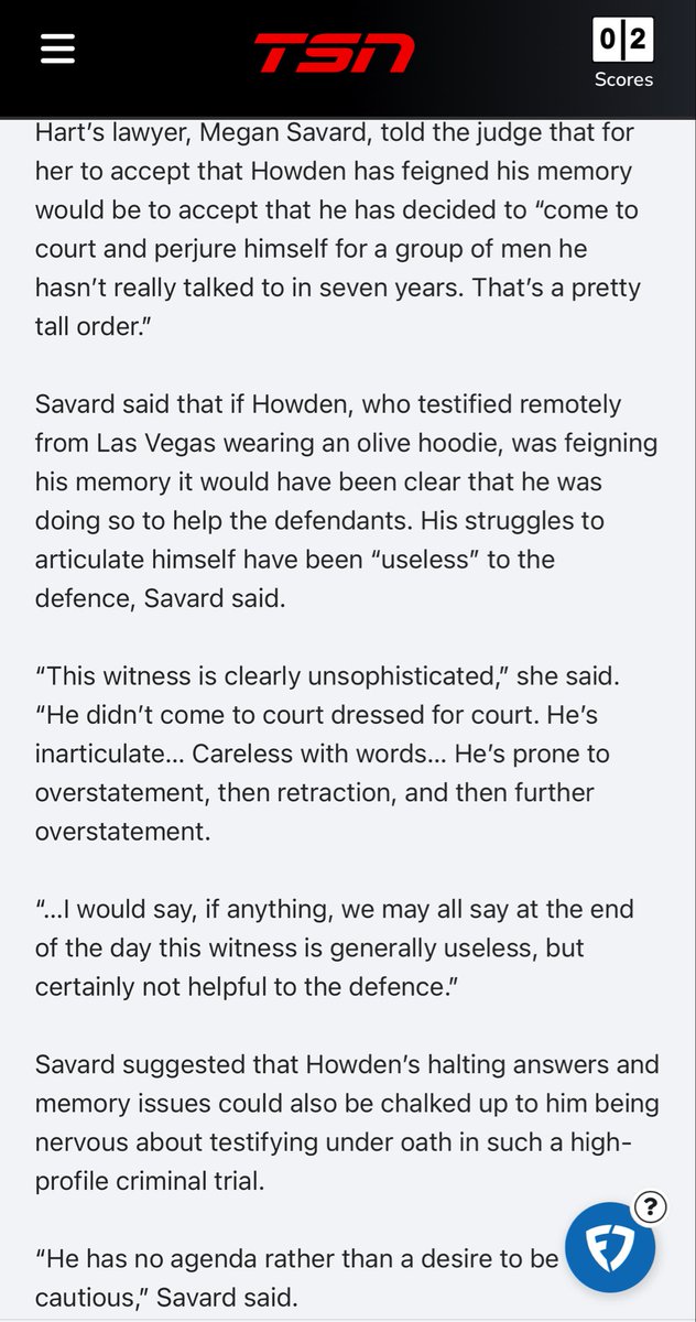 Steve_Dangle's tweet image. Carter Hart's lawyer called his future teammate Brett Howden unsophisticated, inarticulate, and generally useless.

On the bright side, I doubt he remembers. tsn.ca/hockey-canada/…