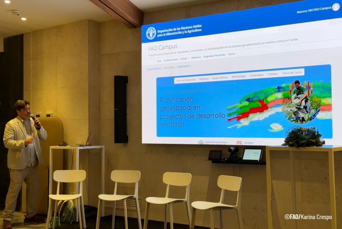 🌎En el <a href="/World_FoodForum/">World Food Forum</a> se presentó el nuevo curso “Planificación Geoespacial para el Desarrollo Territorial” orientado a fortalecer las capacidades en planificación de inversiones y el diseño de proyectos financiables.  

Disponible en <a href="/FAOCampus/">FAO Campus - America Latina y el Caribe</a> ✨🎓
👉bit.ly/3WIFI0E