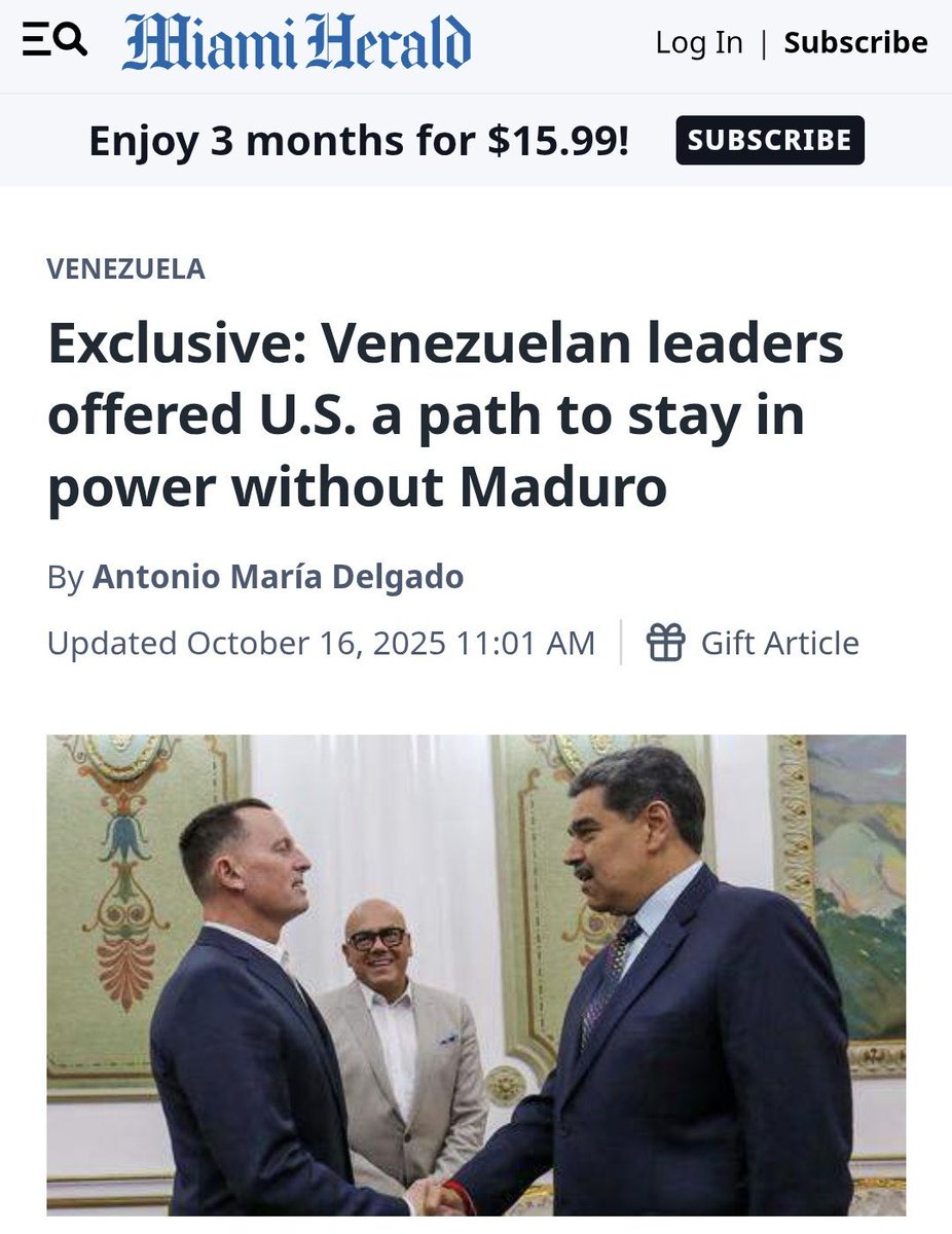 fabiandicosta's tweet image. 🚨!ÚLTIMA HORA!🚨
 ¡TRAICIÓN EN MIRAFLORES! Golpe interno en el régimen: los Rodríguez ofrecen la cabeza de Maduro a EE. UU.
🎯Obviamente que lo iban a hacer… 😏
Según el Miami Herald, los hermanos Rodríguez ofrecieron a EE. UU. entregar a Nicolás Maduro a cambio de quedarse en…