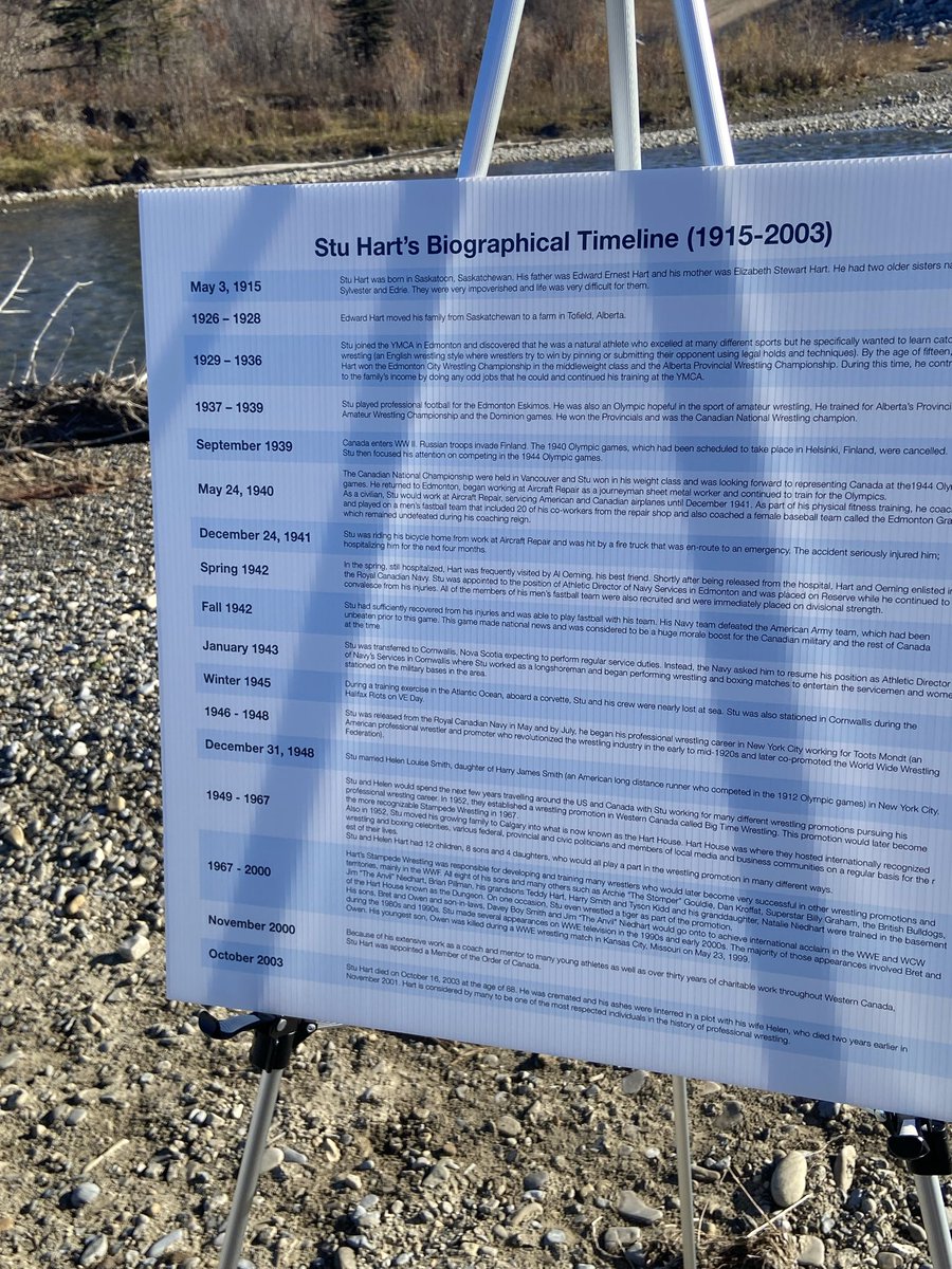 RosshartRoss's tweet photo. My family was tremendously honored as the Alberta gov’t named Highway 8 Bridge the Stu Hart Memorial Bridge. It recognizes my dad’s contributions to the Alberta community as a promoter &amp; trainer with Stampede Wrestling &amp; operating Clearwater Beach as a major tourist attraction. https://t.co/wD7dHA8Vun