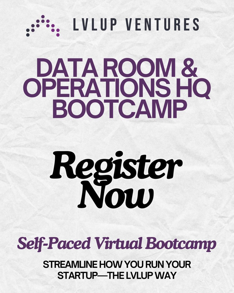 ⚙️ We’ve launched the LvlUp Ventures Cutting-Edge Data Room &amp; Operations HQ Bootcamp, a hands-on program that helps founders streamline how they run their business — the LvlUp way. Apply via our funding application!

Apply Now: lvlup.vc/apply/funding-…