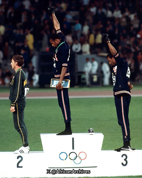 57 years ago today, Tommie Smith and John Carlos performed the Black Power salute at the Olympics that outraged millions of white Americans.

—The was an act of protest by the U.S. athletes Tommie Smith and John Carlos during their medal ceremony at the 1968 Summer Olympics in