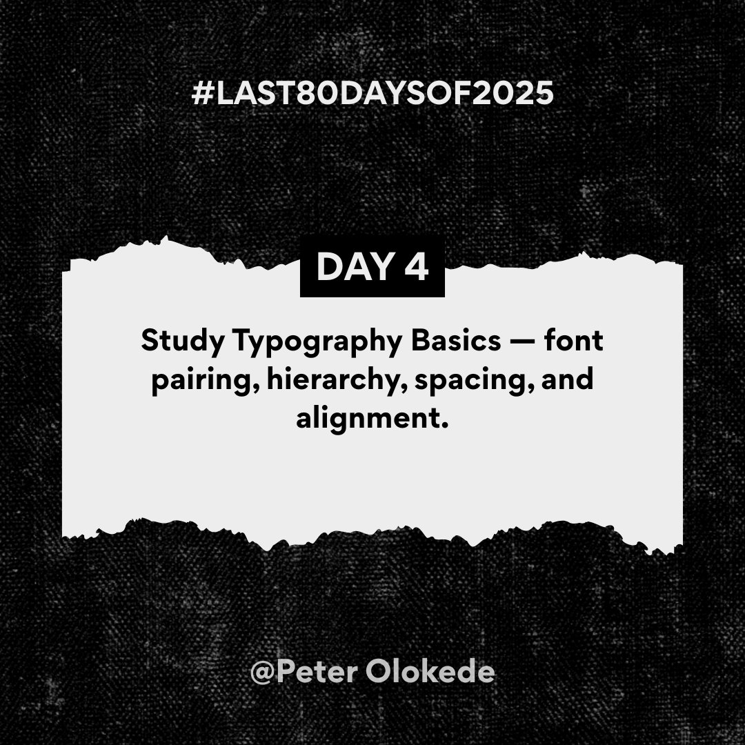 PeterOlokede's tweet image. Day 4 of my #UIDesignChallenge
Typography is more than font choice; it’s a design language.
I explored font pairing, hierarchy, and spacing using Google Fonts.
It’s amazing how alignment alone can change the whole vibe.
#DesignLearning #TypographyDesign #UIUX