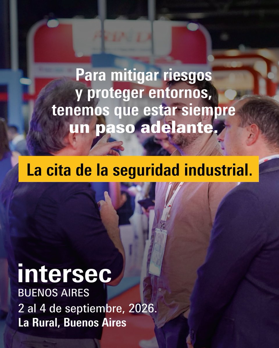 Intersec_BA's tweet image. 🚀 Exhibí tus soluciones en Intersec Buenos Aires 2026 y conectá con un público especializado que busca lo que tu empresa tiene para ofrecer.

📍 La Rural, Buenos Aires
🗓️ 2 al 4 de septiembre, 2026
📩 intersec@argentina.messefrankfurt.com