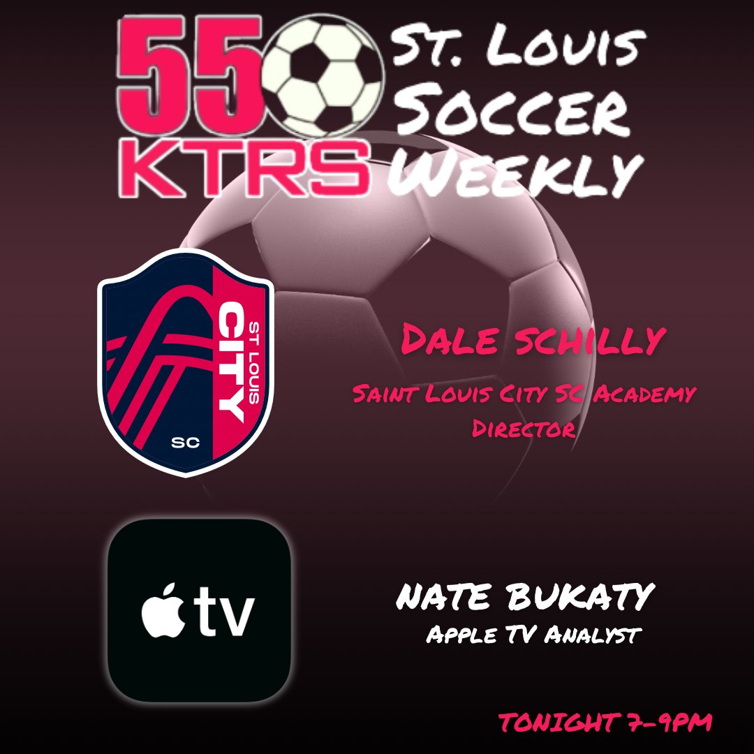 Tune in tonight at 7pm on the <a href="/BigSportsShow/">KTRS Sports</a> for St. Louis Soccer Weekly with Dan Schilly <a href="/stlCITYsc/">St Louis CITY SC</a> Academy Director plus Apple TV analyst <a href="/nate_bukaty/">Nate Bukaty</a> 

#ktrs #radio #soccer #talkofstl