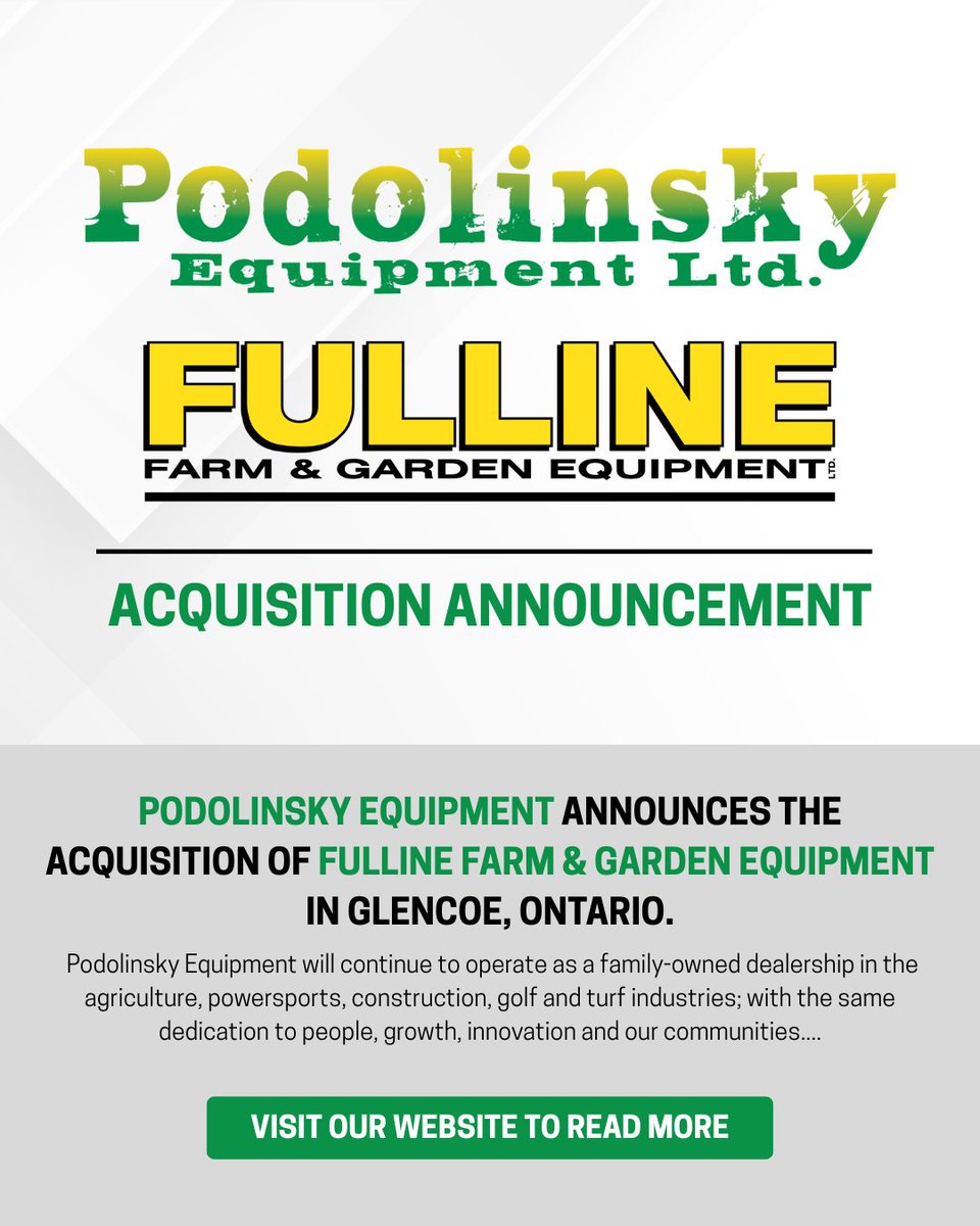 𝐏𝐨𝐝𝐨𝐥𝐢𝐧𝐬𝐤𝐲 𝐄𝐪𝐮𝐢𝐩𝐦𝐞𝐧𝐭 𝐚𝐧𝐧𝐨𝐮𝐧𝐜𝐞𝐬 𝐭𝐡𝐞 𝐚𝐜𝐪𝐮𝐢𝐬𝐢𝐭𝐢𝐨𝐧 𝐨𝐟 𝐅𝐮𝐥𝐥𝐢𝐧𝐞 𝐅𝐚𝐫𝐦 &amp; 𝗚𝐚𝐫𝐝𝐞𝐧 𝐄𝐪𝐮𝐢𝐩𝐦𝐞𝐧𝐭..

Visit our website to read the full announcement and learn more about this exciting milestone for our team and customers.