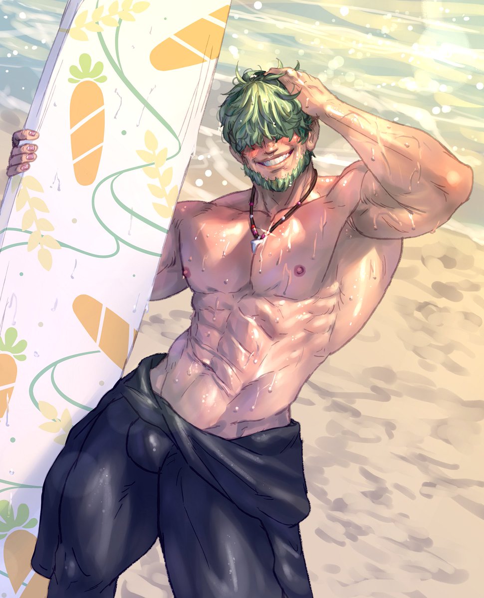 [CM Werk]
Lowen works at the beach taking care of people, but every now and then you can see him taking care of himself.
🏖️✨💦