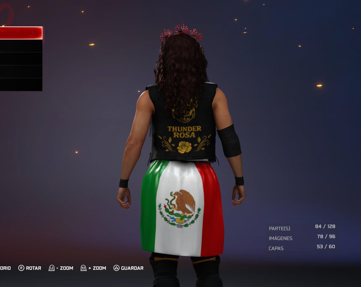 Thunder Rosa small update. Tweaked grey part and finished yellow details on the second gear. Love them tbh. She's ready for the upload, just missing a few moveser retouches. #WWE2K25