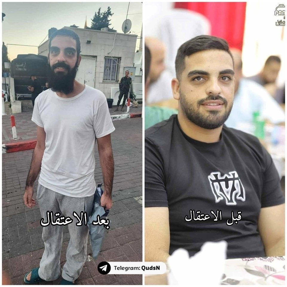 Israeli occupation authorities release the Palestinian detainee Anas Saber Mafarja from Beit Liqya, west of Ramallah, after two years of administrative detention.