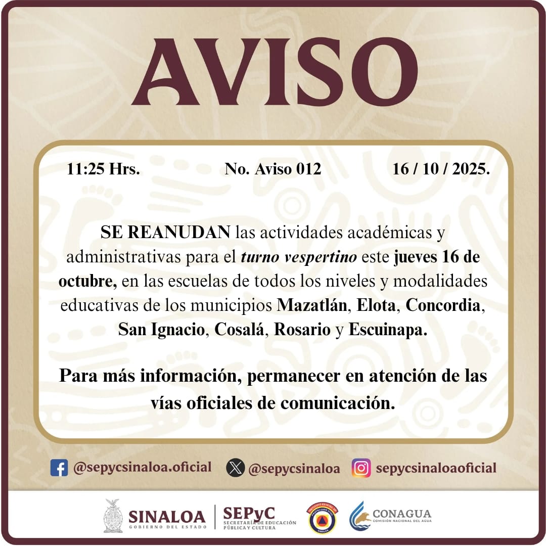 #AvisoImportante Turno Vespertino. ⚠️📢