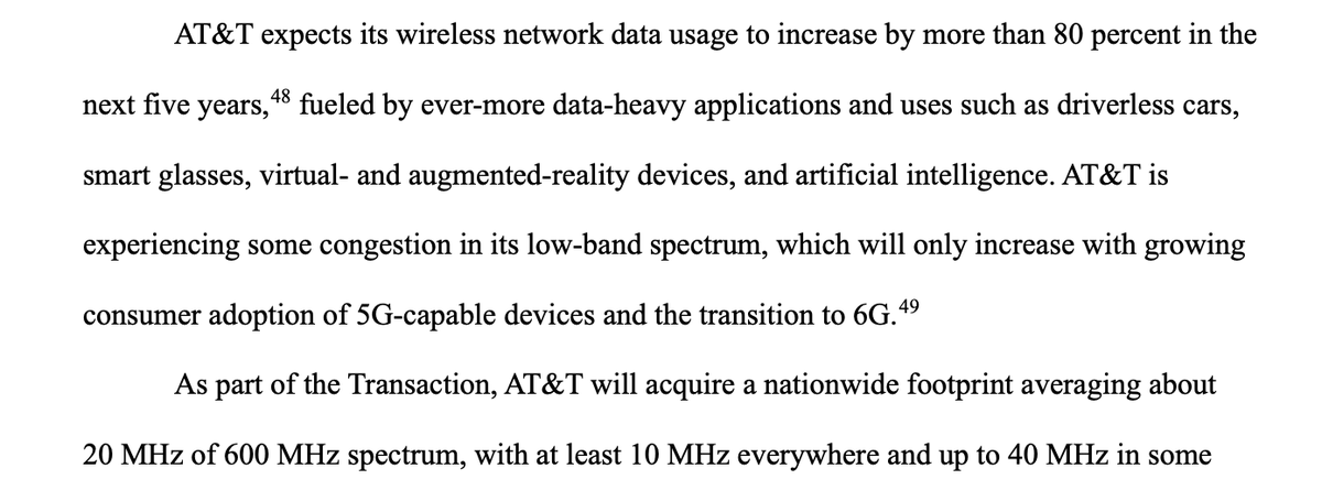 . <a href="/ATT/">AT&T</a> to <a href="/FCC/">FCC</a> re. <a href="/EchoStar/">EchoStar</a>: wireless network data use going to jump 80% next 5 yrs, congestion only getting worse with 6G, we need more of that sweet, delicious spectrum. <a href="/Comm_Daily/">Communications Daily</a>