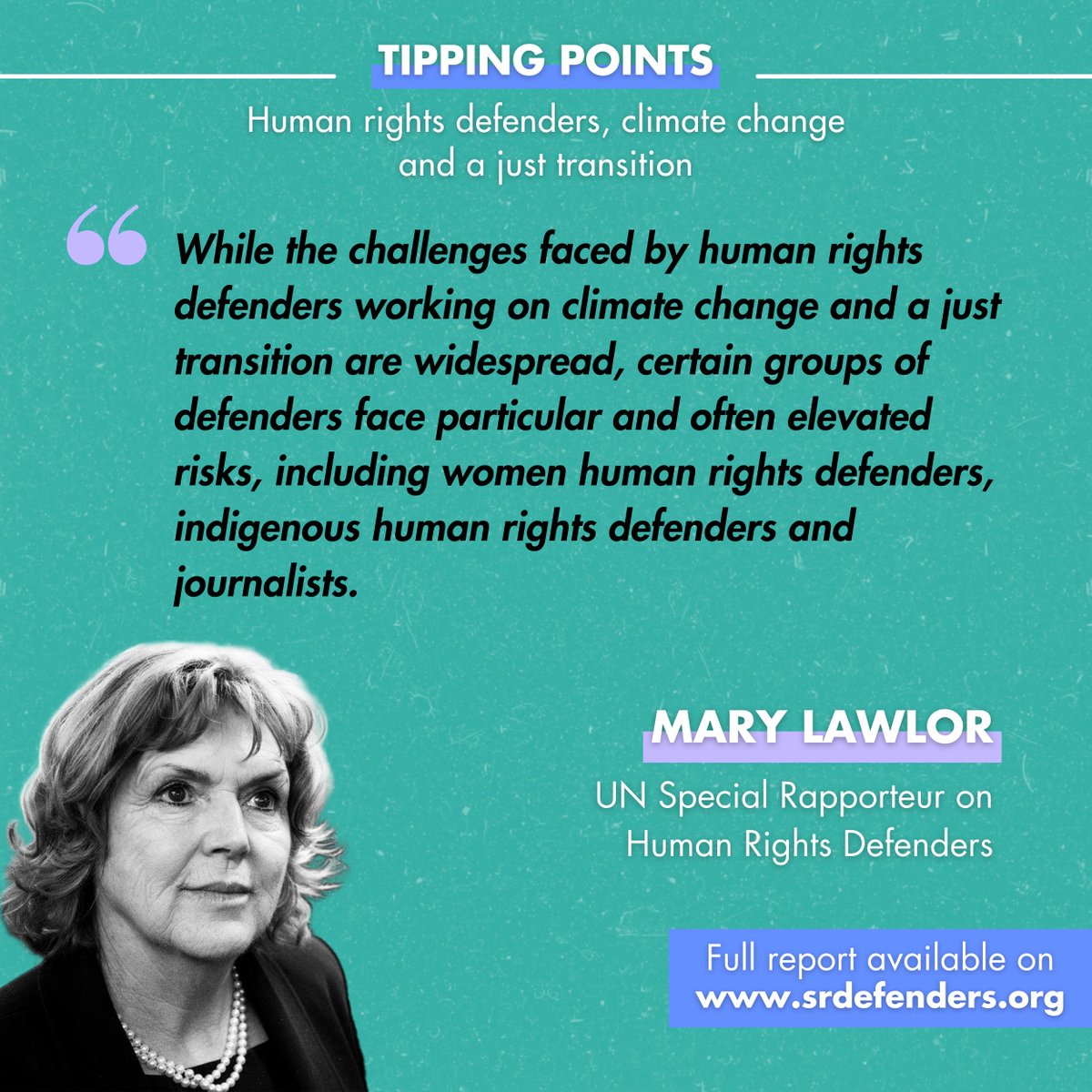 While the challenges faced by HRDs working on climate change &amp; a just transition are widespread, certain groups of defenders face particular &amp; often elevated risks, including women human rights defenders, indigenous HRDs &amp; journalists.
#TippingPoints #UNGA80