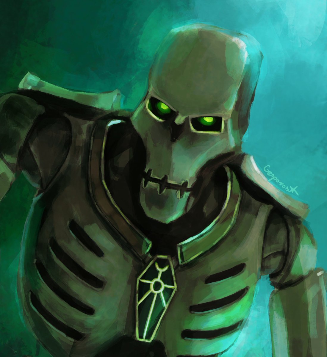 Geoporost1's tweet photo. Spooky Scary Skeleton

#warhammer40k #necrons #wh40k #fanart https://t.co/K6mjrOedE3