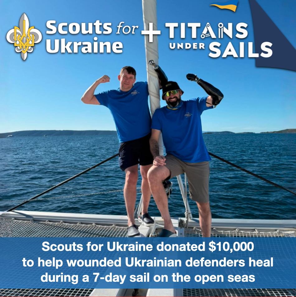 plast_usa's tweet photo. Scouts for Ukraine is proud to support #TitansUnderSails - helping Ukrainian defenders
heal, rebuild confidence, and rediscover strength through the freedom of the sea. https://t.co/eHNnk7rt8a