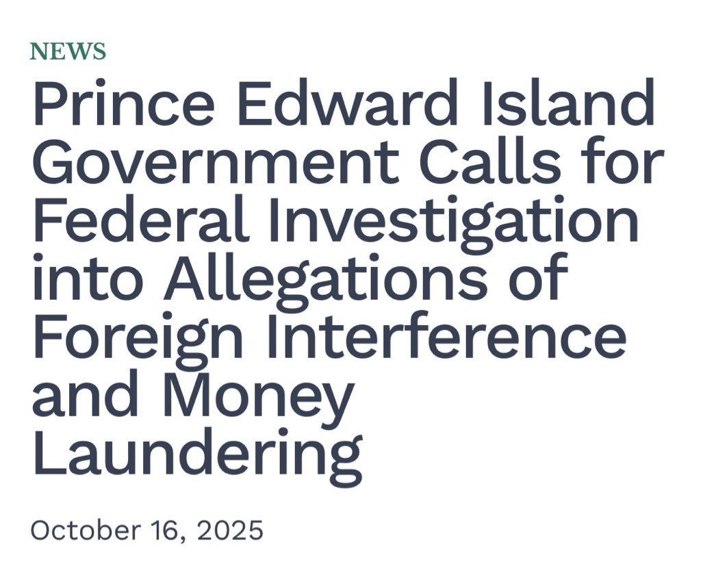 KevinVuongxMP's tweet image. Breaking news from P.E.I. a week after our press conference:

The Premier and Government of P.E.I. has written to the RCMP Commissioner and Public Safety Minister calling for a federal investigation into #ForeignInterference: princeedwardisland.ca/en/news/prince…
