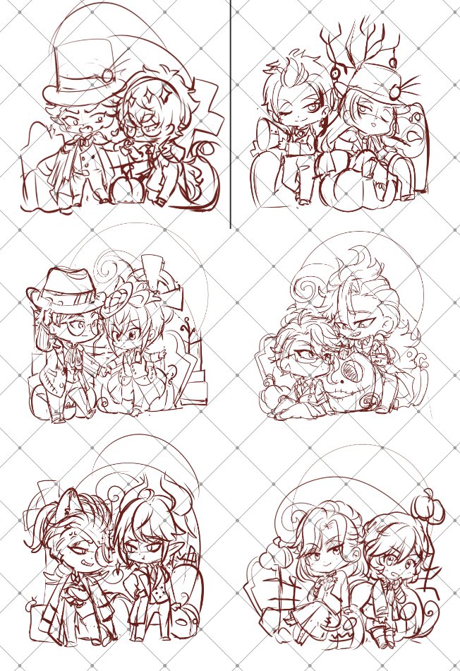 there's no way I finish these in time so here's the drafts🎃🤭 

#twst #nbc #Halloween