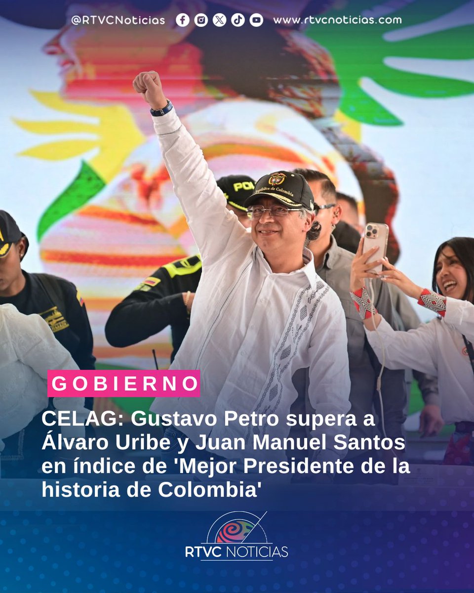 📊 #EstudioCELAG | ¡Histórico! 🇨🇴 Gustavo Petro encabeza el ranking como “el mejor presidente de la historia de Colombia”, superando a Álvaro Uribe y Juan Manuel Santos, según el más reciente estudio de CELAG DATA.
🗳️ El sondeo, realizado en octubre de 2025, revela que el 32,1 %