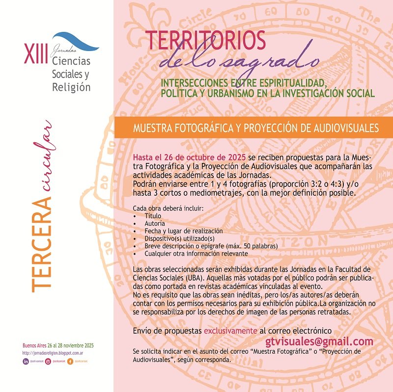 ceil_conicet's tweet image. 📣 ¡Ya está disponible la Tercera Circular de las XIII #JornadasReligión!
📑 Abierta la recepción de ponencias cortas: forms.gle/HLuTafgFF86wvf…
📷 Convocatoria para muestra fotográfica y proyección de audiovisuales: gtvisuales@gmail.com
🔗 jornadasreligion.blogspot.com