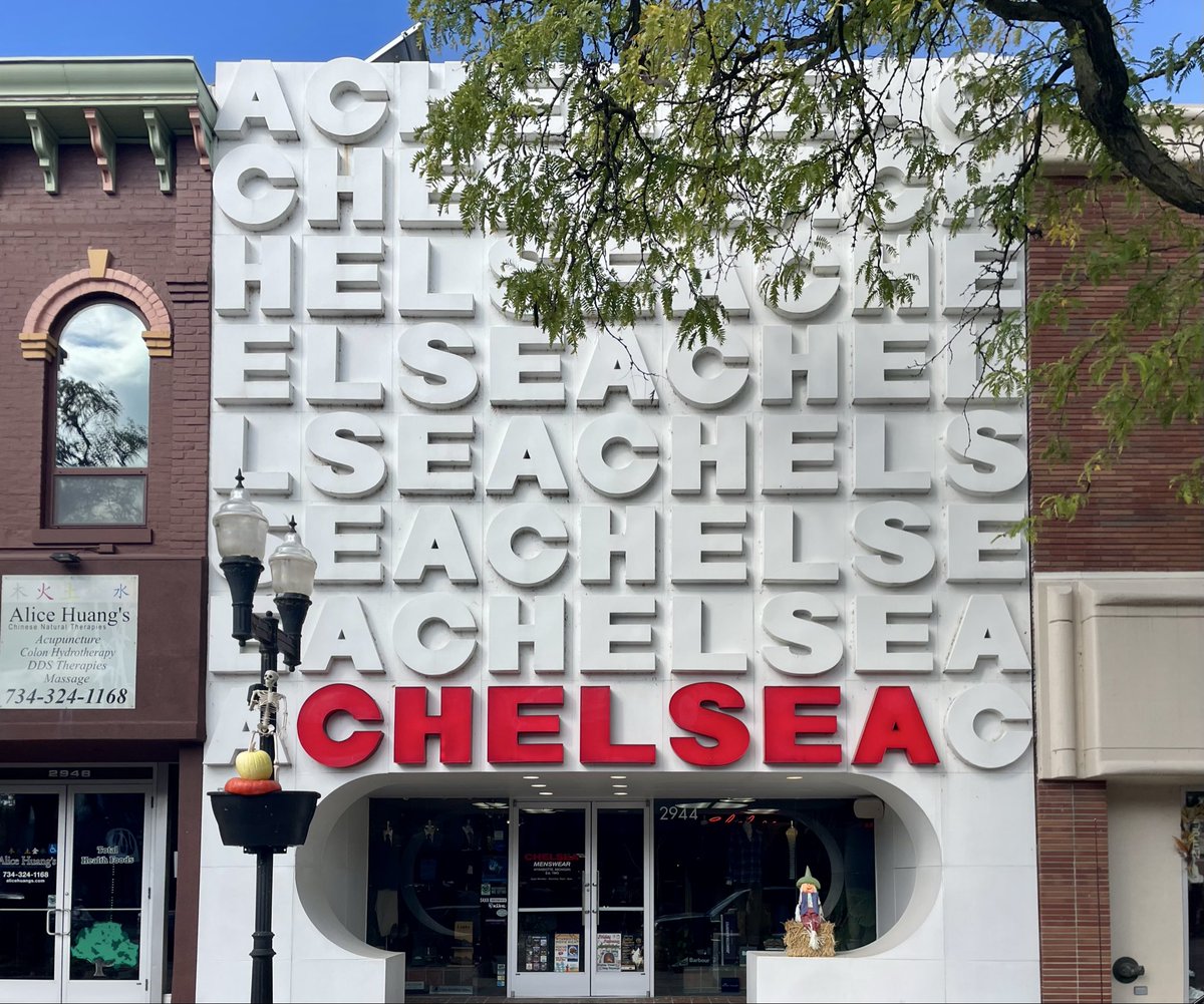 Didn’t expect to see a facade like this in suburban Wyandotte, MI

Chelsea Menswear, Established 1943