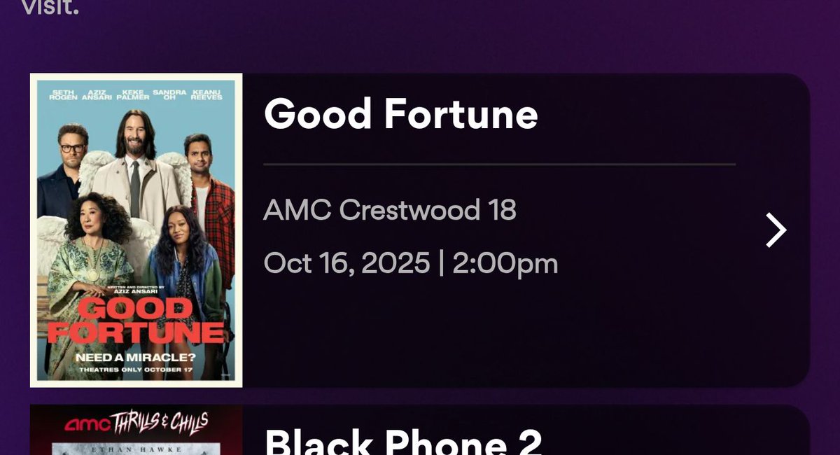 <a href="/MakeAMCStronger/">AMC is everything</a> <a href="/GoodFortuneFilm/">Good Fortune</a> <a href="/AMCTheatres/">AMC Theatres</a> <a href="/CEOAdam/">Adam Aron</a> 🤘🤘