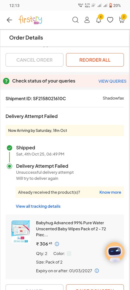guna446's tweet photo. @firstcryindia I’ve been waiting for my order for over 2 weeks, but it’s still not delivered! The tracking keeps showing fake updates and no real progress. This delay is unacceptable and very frustrating. Please resolve this issue immediately. @shadowfax_in  @MahindraRise https://t.co/BzyNzJ8kGl