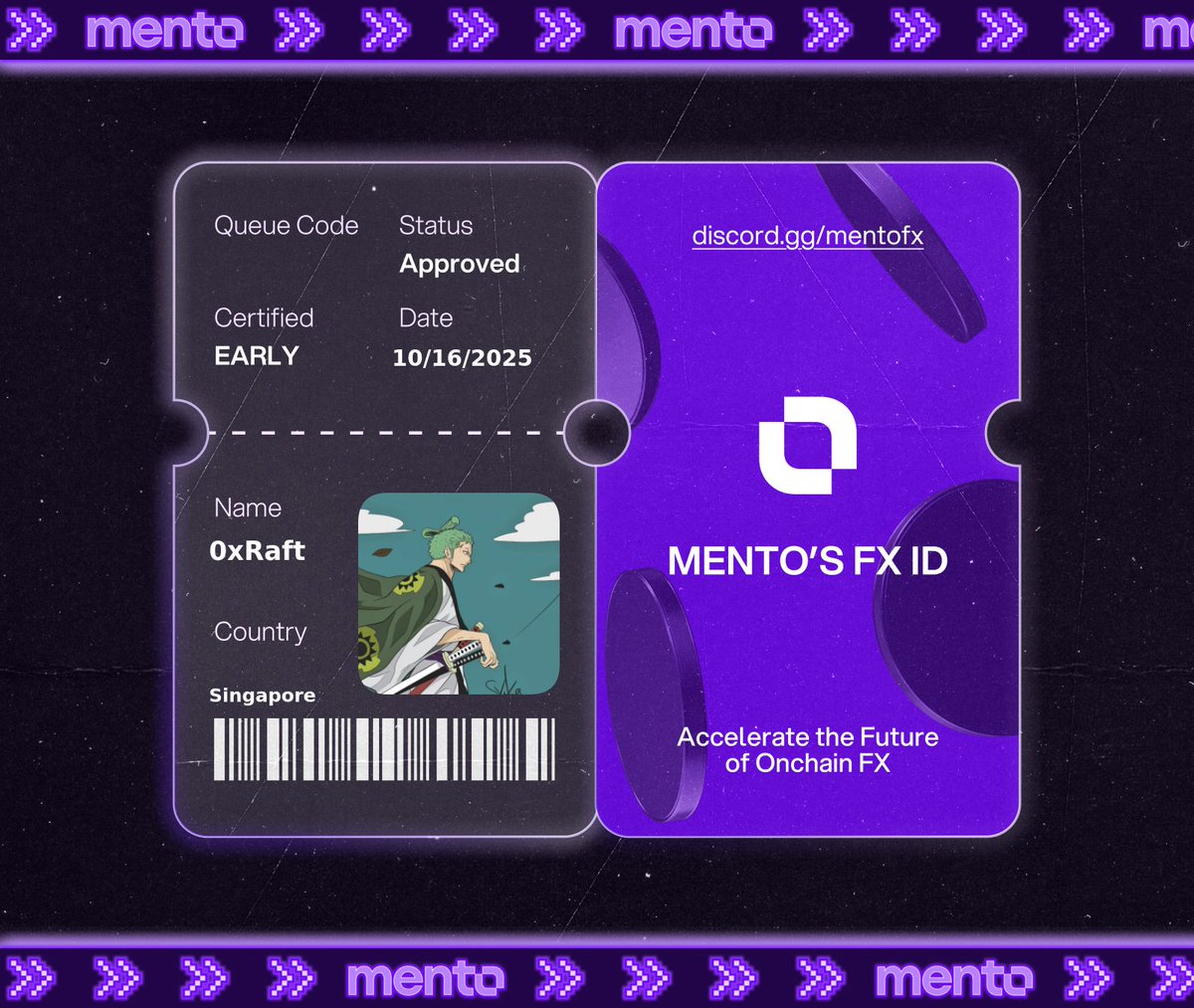 0xRaft_'s tweet photo. $7.5T moves daily in TradFi FX. 

Now it moves onchain with @MentoLabs, and I’m part of it.

Claimed my FX ID.

Claimed my FX ID. You? 

 → https://t.co/2I2nzfcM7C https://t.co/SPsPCOwBgS