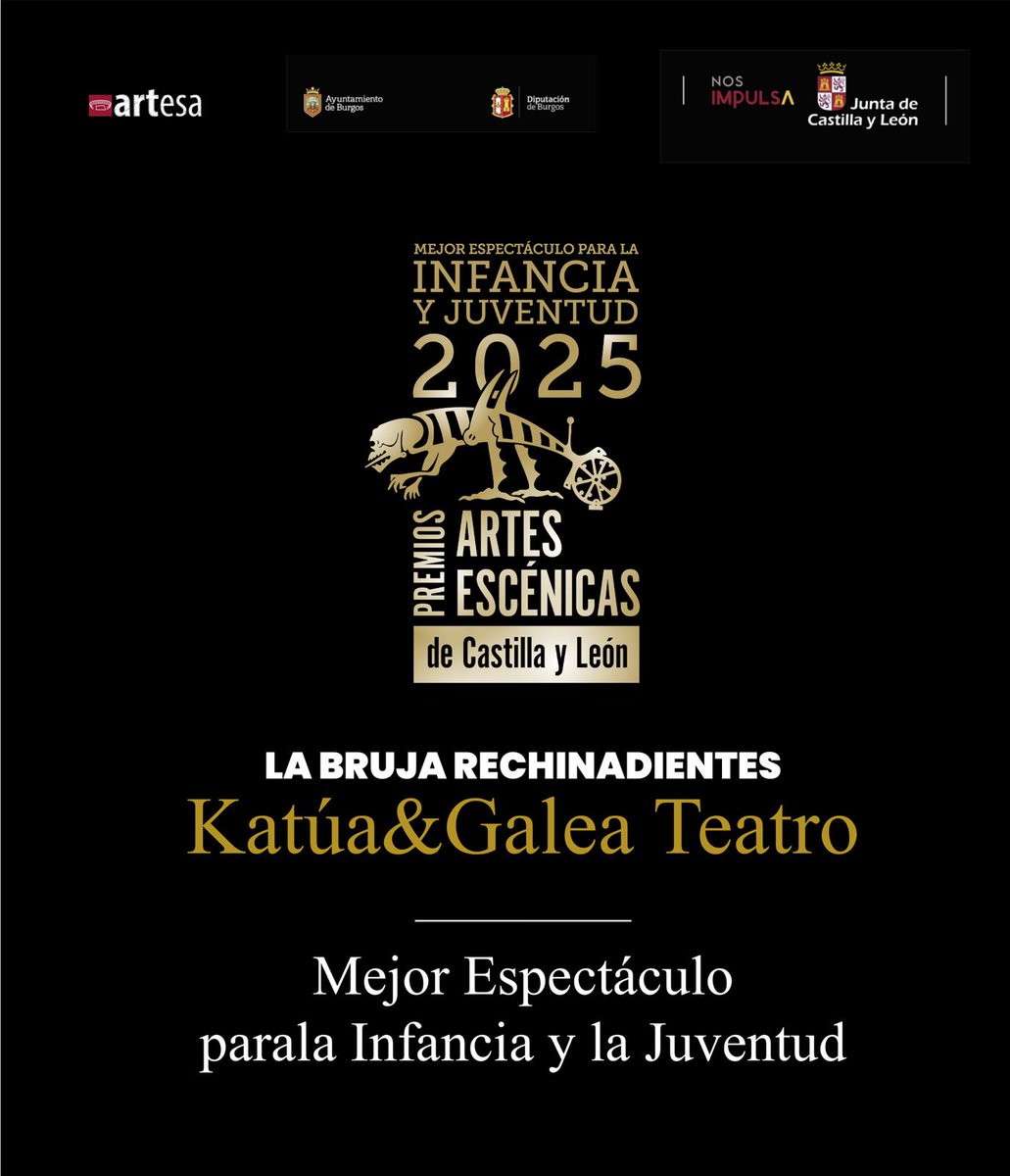 🏆Ya conocemos a los galardonados de la primera edición de los Premios Artes Escénicas de Castilla y León. ¡Enhorabuena! Reconocemos el talento de los artistas de nuestra Comunidad. ¡Amamos las artes escénicas! <a href="/jcyl/">Junta de Castilla y León</a> <a href="/Aytoburgos/">Ayuntamiento de Burgos</a> <a href="/DipBurgos/">Diputación de Burgos</a>