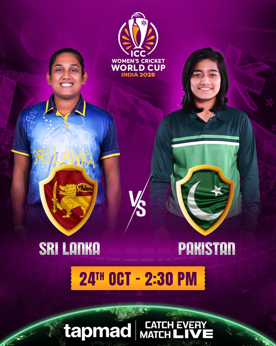 tapmadtv's tweet photo. The World Cup heat continues!🔥 While Sri Lanka aim to climb the table and finish strong, Pakistan will look to restore pride and end their campaign on a high💪

Watch the match live in HD and without ads only on tapmad!

#SRIvPAK | #CatchEveryMatch | #DontStopStreaming | #tapmad https://t.co/BV4kK45PYR