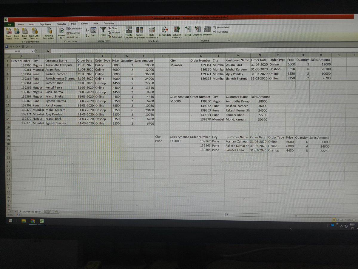 tanmay_verma1's tweet image. 📊 Learning Excel Advanced Filter today!
It helps filter data by multiple conditions like city or sales amount — super useful for quick data analysis and reporting! 🚀
#ExcelLearning #DataAnalysis