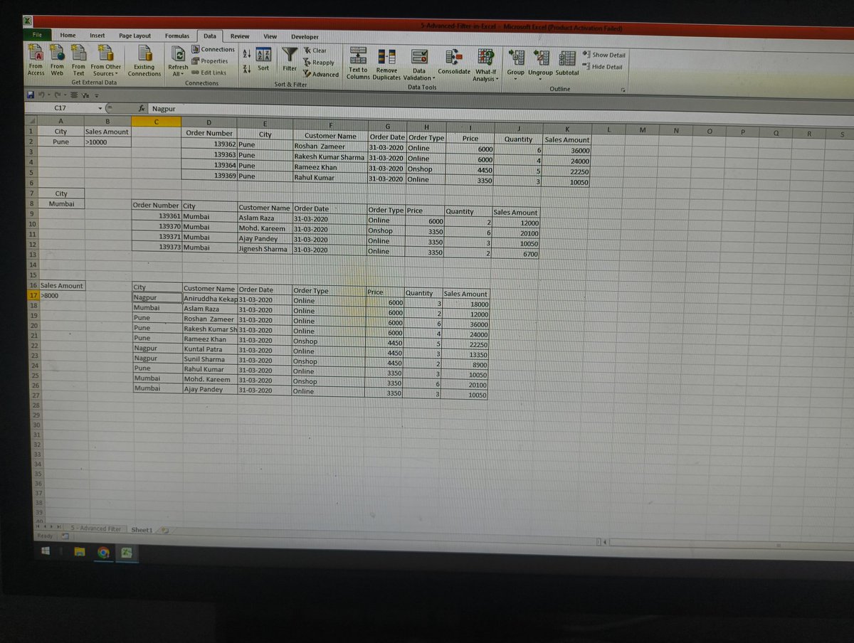 tanmay_verma1's tweet image. 📊 Learning Excel Advanced Filter today!
It helps filter data by multiple conditions like city or sales amount — super useful for quick data analysis and reporting! 🚀
#ExcelLearning #DataAnalysis