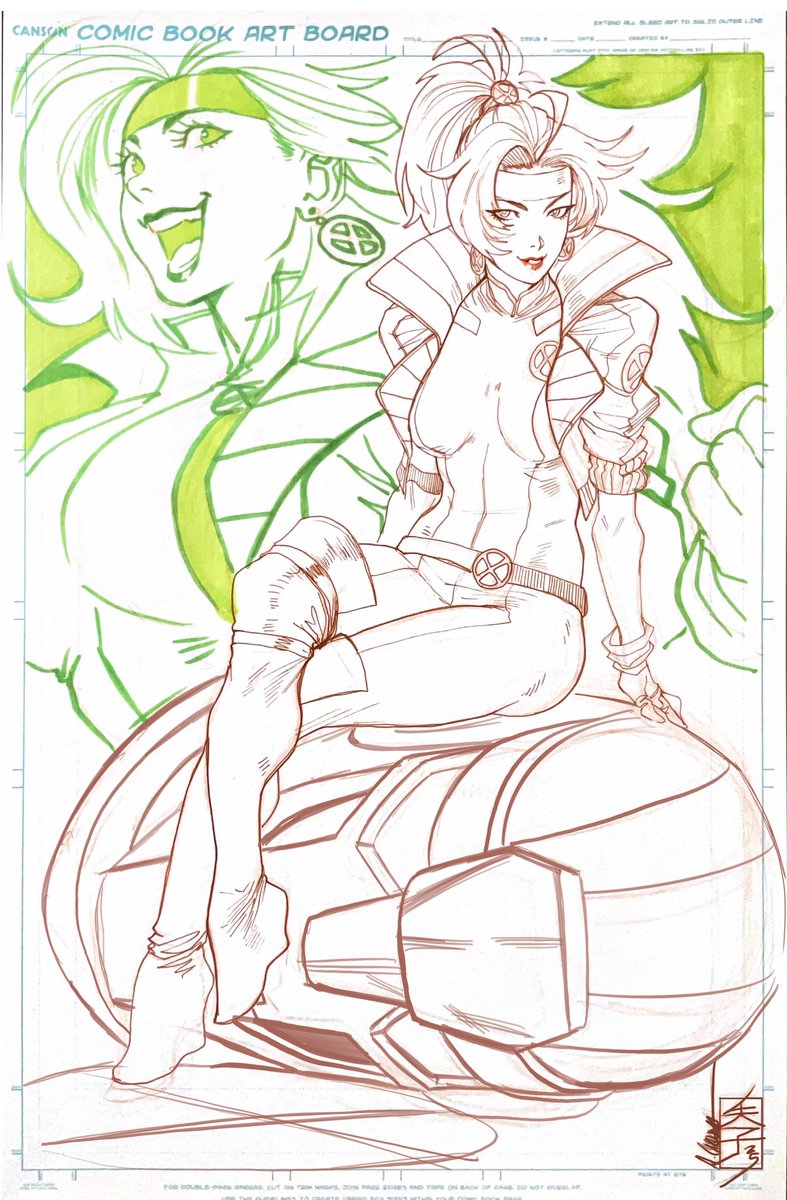 Xmen Rogue line art WIP 
Ink and copic on Bristol board 

#xmen #rogue #pinup #lineart