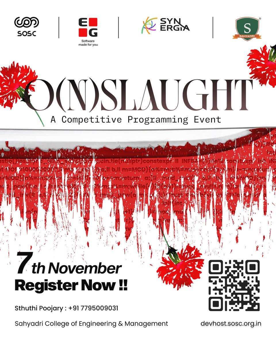 sosc_sahyadri's tweet image. The code war begins. 💥
Get ready to debug, optimize, and dominate — Competitive Programming @ #DevHost2025! 🧠💻
Scan the QR to register now!
#CodeBattle #SOSC #EGIndia #EGxDevHost