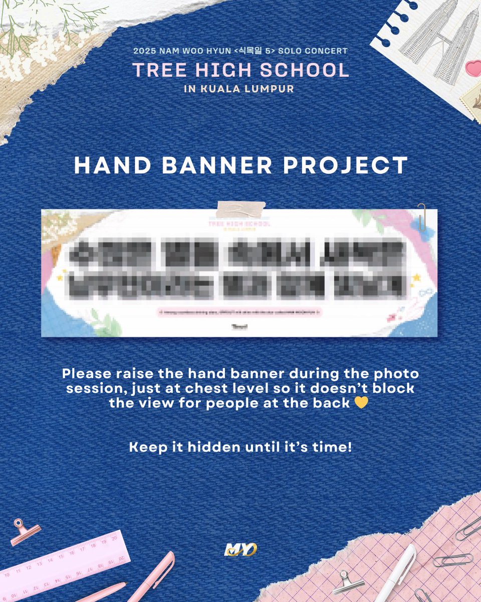 ✨𝐅𝐀𝐍 𝐏𝐑𝐎𝐉𝐄𝐂𝐓 : 𝐇𝐀𝐍𝐃𝐁𝐀𝐍𝐍𝐄𝐑 ✨

Day - 1️⃣

Presenting the last fan project #TREEHIGHSCHOOLinKL 😍 

Don't forget your homework during sing-along &amp; seeeeccreeettt 👀🫣

see all of you tomorrow Inspirit! 😆💃🏼

#남우현 #NAMWOOHYUN #INFINITE
#인피니트