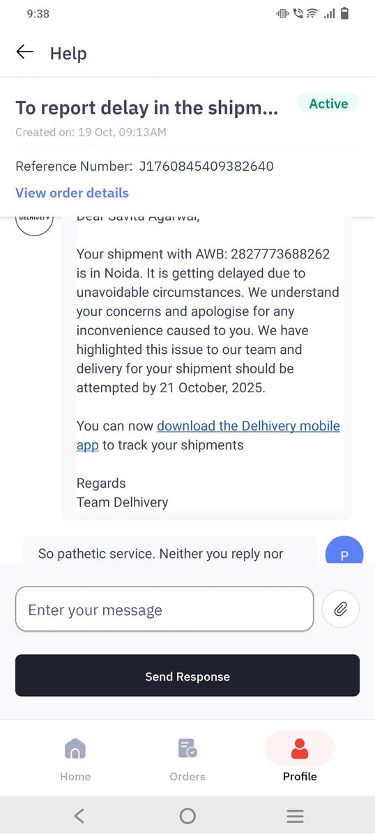 agarwalparul8's tweet photo. @delhivery @help_delhivery @DelhiveryFAQ what is this only consolation no solution. I need my parcel today itself. https://t.co/Lk2c2vLVlO