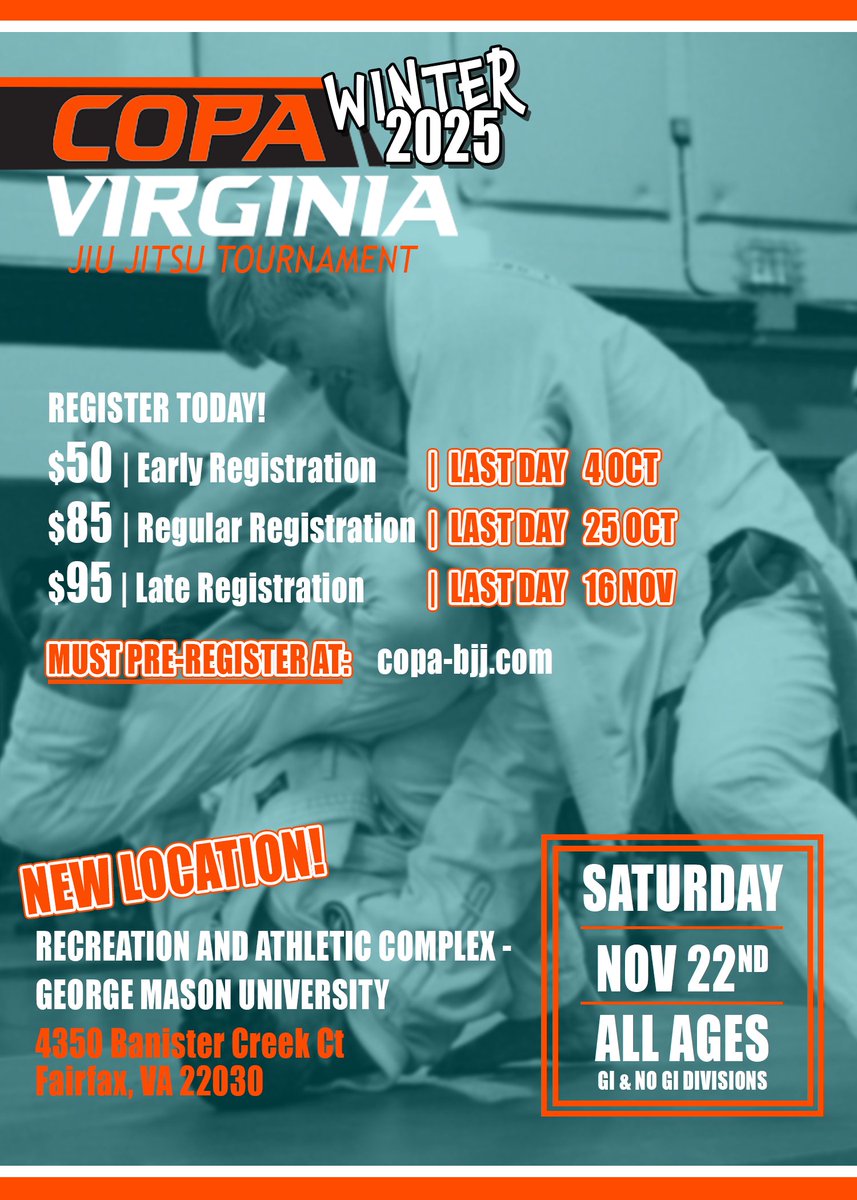 DimitriChrisos's tweet photo. Less Than 2 Days Left for Normal-Price Registration for Copa Virginia - Winter 2025 *|https://t.co/KiUK29XXgv|* https://t.co/EFuUQLDuCM