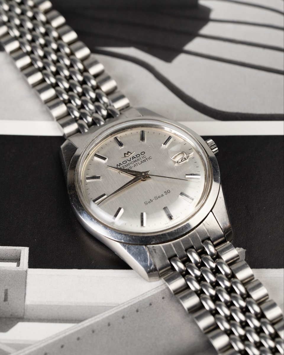 arrowsvintage's tweet photo. Rarely seen and effortlessly cool. The Movado Trans-Atlantic Sub Sea is a sleeper hit from one of the greats of vintage Swiss watchmaking. Offered here is one in pristine condition, complete with all original parts. Available now. https://t.co/FmGt6GcPNP