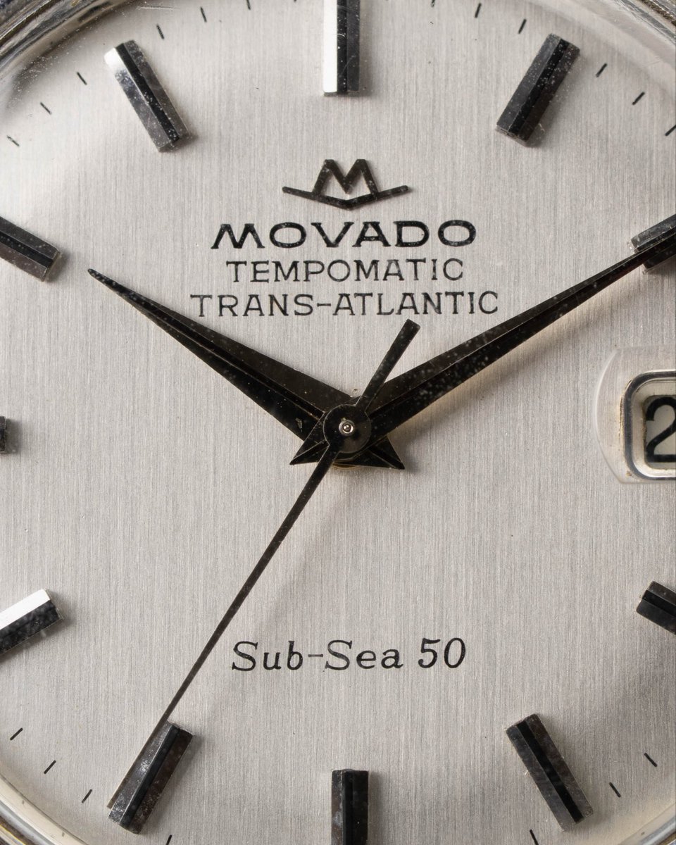 arrowsvintage's tweet photo. Rarely seen and effortlessly cool. The Movado Trans-Atlantic Sub Sea is a sleeper hit from one of the greats of vintage Swiss watchmaking. Offered here is one in pristine condition, complete with all original parts. Available now. https://t.co/FmGt6GcPNP