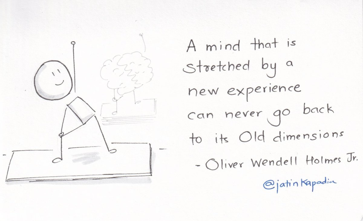 jatinkapadia's tweet image. A mind that is stretched by a new experience can never go back to its Old dimensions - Oliver Wendell Holmes Jr.
#visualthinking
#sketchnotes