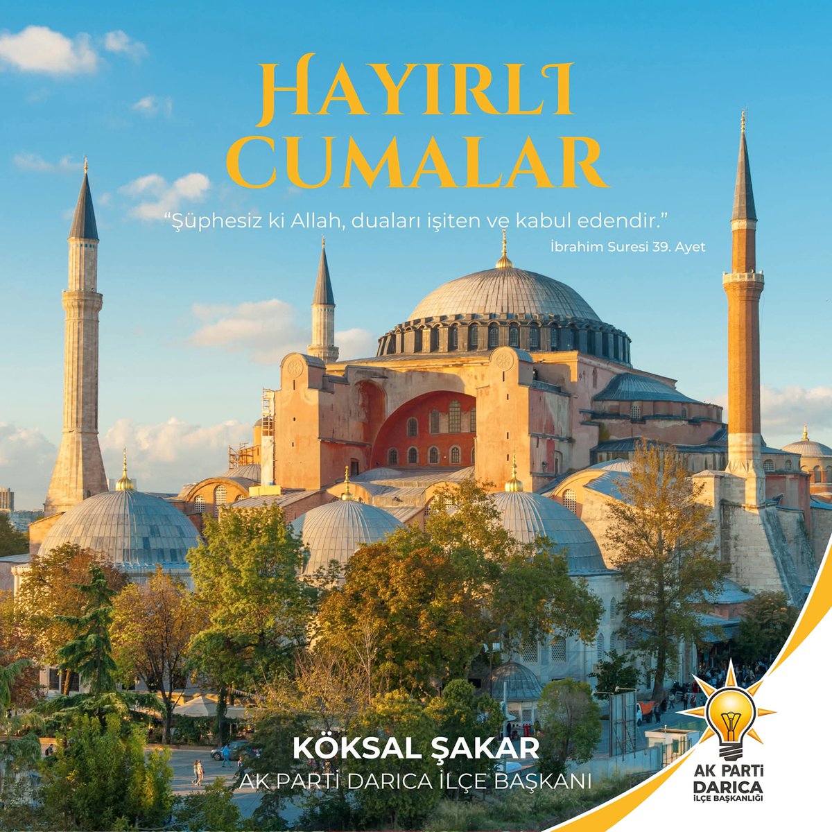 koksalsakar's tweet photo. Huzurlu ve bereketli bir cuma olması dileğiyle. 

Hayırlı Cumalar. 

#akparti #erdoğan #darıca #kocaeli #receptayyiperdoğan #köksalşakar #akdarıca #akkocaeli https://t.co/qdiRR9oQu9