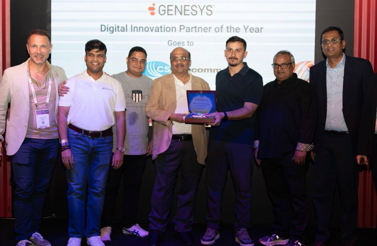 Honored to be named <a href="/Genesys/">Genesys</a> Digital Innovation Partner of the Year at #Gitex2025!
A proud moment for <a href="/csinfocomm_me/">csinfocomm_me</a> as we continue to redefine #CX through business-centric innovation with #Genesys.

#CSAI #CustomerExperience #CXInnovation #Gitex2025
<a href="/CSInfocomm/">CS Infocomm Pvt. Ltd</a> <a href="/Csinfocomm_AI/">CSInfocomm.AI</a>