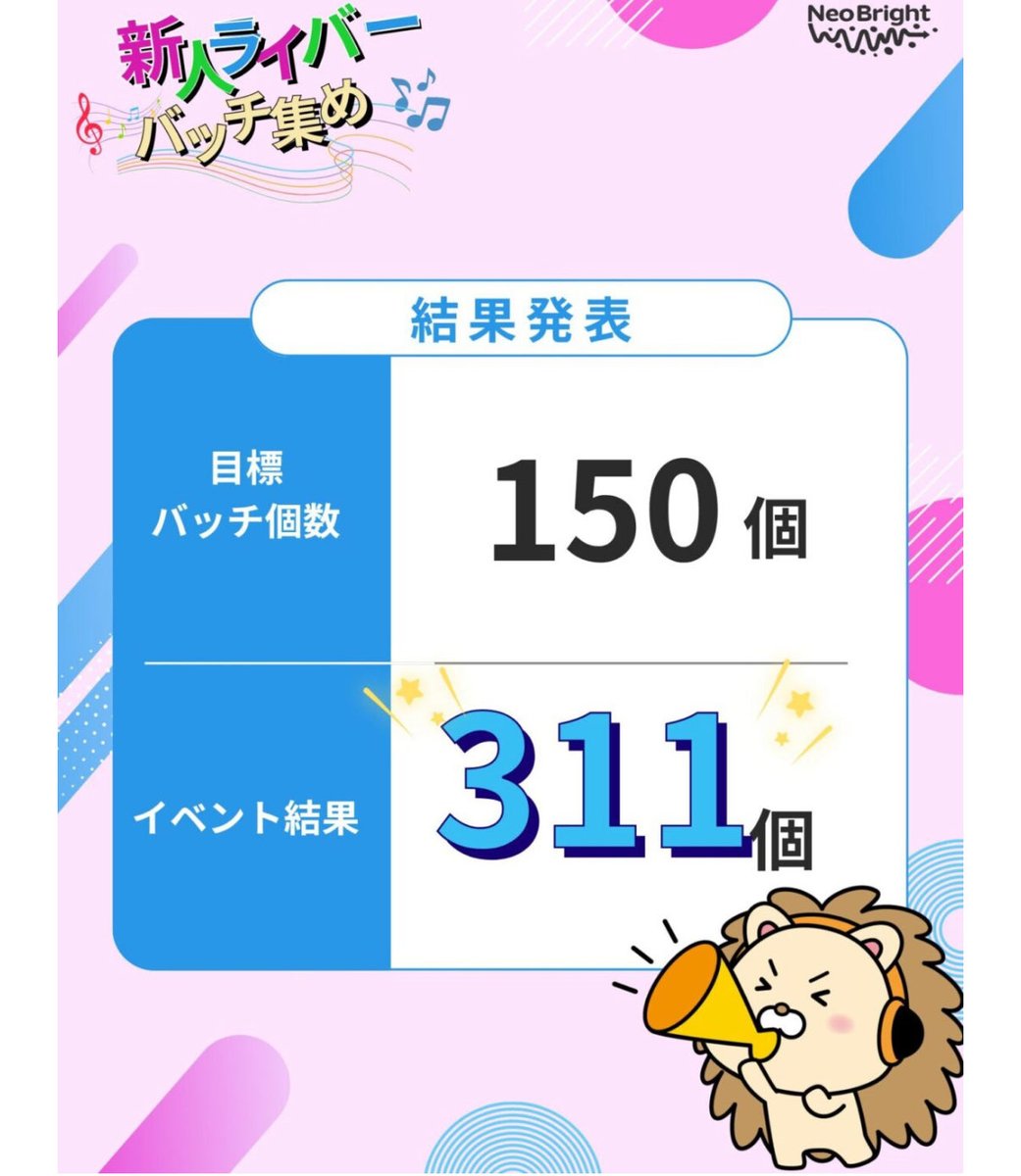 🔰NeoBrightデビュー
バッチ集めイベント10月~🔰

デビュー同期で150個以上！
個人で5個以上のバッチを集めてSNSで表彰🎉

現在の総バッチ数は画像でチェック☑️
新人枠の応援もよろしくお願いします🥰

詳細はこちら🔽
x.gd/Ebl7D