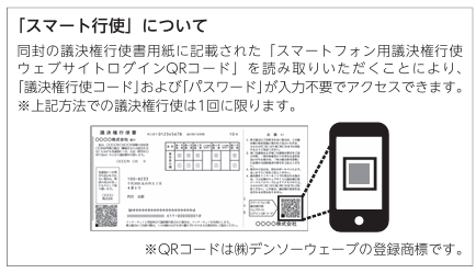 【株主の皆様へ】
 当社は2025年10月29日に臨時株主総会を開催いたします。
 議議決権をご行使いただいた株主様には、QUOカード（500円分）を年内に郵送にて贈呈いたします。

「スマート行使」が大変便利となっております。