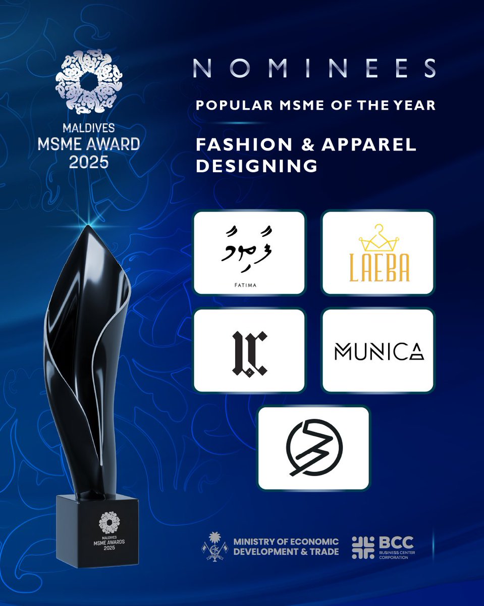 BCC_mv's tweet image. Meet the nominees for Popular MSME of the Year – Fashion & Apparel Designing at the Maldives MSME Award 2025.
@MoEDmv 
#MSMEAward2025 #BCC #DhiveheenahIskan