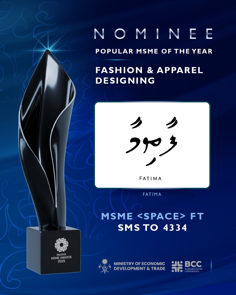 BCC_mv's tweet image. Meet the nominees for Popular MSME of the Year – Fashion & Apparel Designing at the Maldives MSME Award 2025.
@MoEDmv 
#MSMEAward2025 #BCC #DhiveheenahIskan
