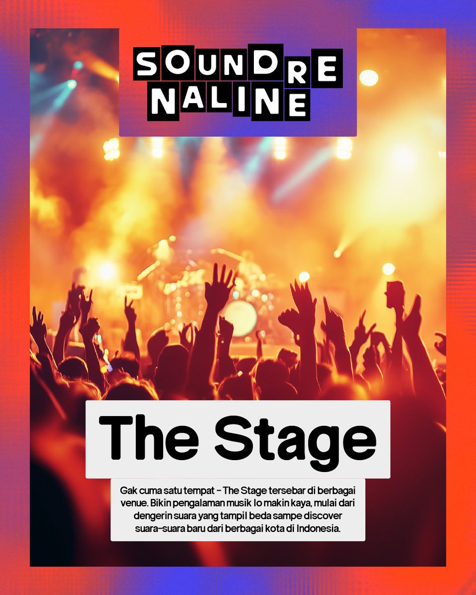 soundrenalineid's tweet image. Soundrenaline 2025 hadir bukan hanya sekedar festival musik. Ini tempat dimana lo bisa berkoneksi, berkolaborasi, dan berkreasi. Dapetin full experiencenya dan cari tau apa aja yang bisa lo eksplor di Soundrenaline!