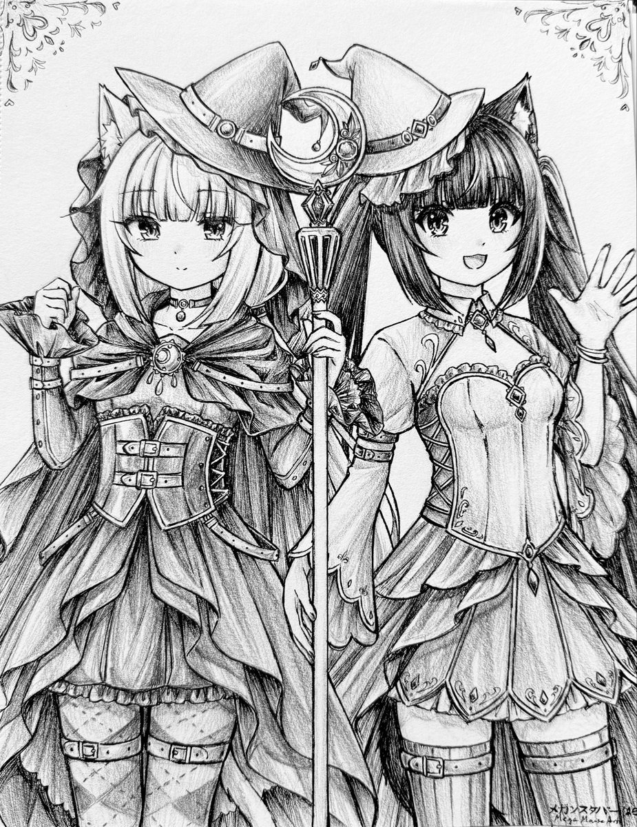 Catgirls of October Day 7: Twins!
I drew Chocola and Vanilla from Nekopara!! (*^ω^*) 

#nekoparafanart #nekopara #inkdrawing #catgirlsofoctober #ネコぱら #イラスト #アナログ #バニラ #ショコラ #ハロウィン <a href="/sayori_nw/">さより@ネコぱら</a> <a href="/nekopara_pr/">NEKO WORKs/NEKOPARA Official</a>
