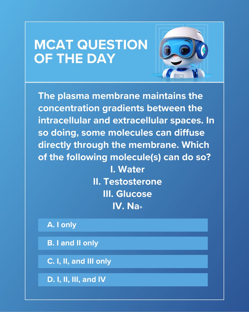 Blueprint_MCAT's tweet image. Ready to test your MCAT biology review? Try this MCAT Question of the Day!
💬 Comment what you think the answer is and get the correct answer and explanation on our MCAT blog: bit.ly/43AsXsR