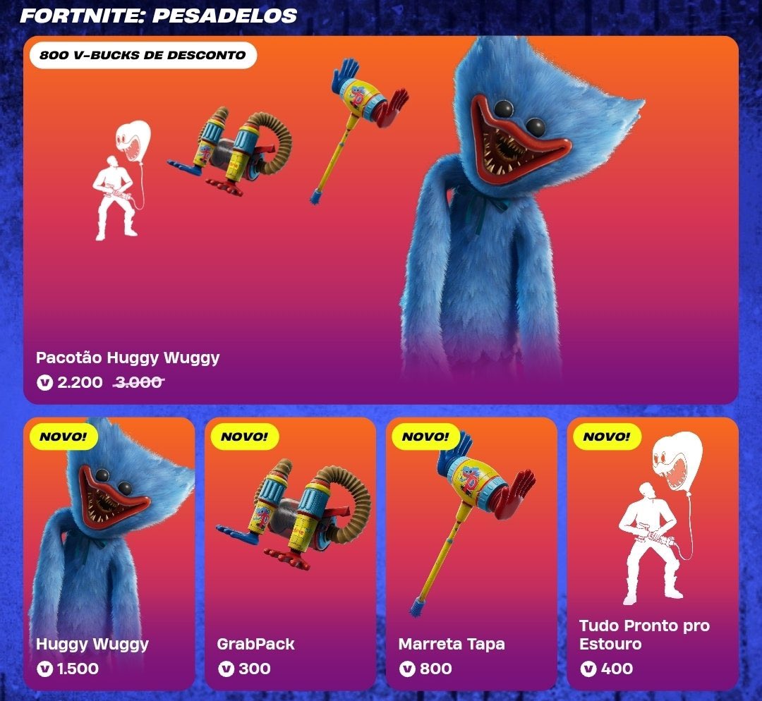 💥TUDO PRONTO? Huggy Wuggy e seus cosméticos chegaram à loja de itens e ficarão disponíveis até o dia 31 de Outubro! #Fortnite 

👻Apoie “BlackGokuNews” na hora da sua compra! #ad
